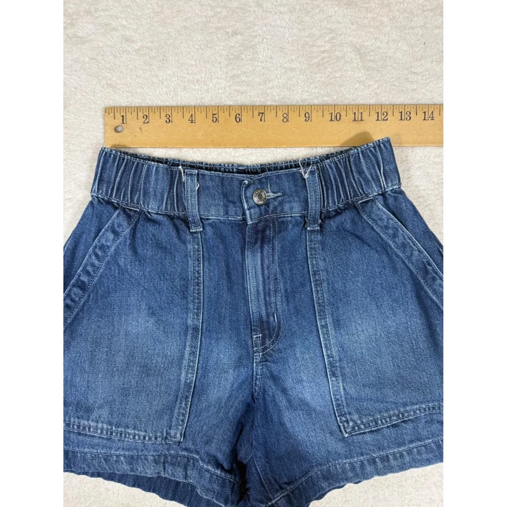 Gap Denim Shorts Womens Small Blue  High Waist Elastic Utility Carpenter